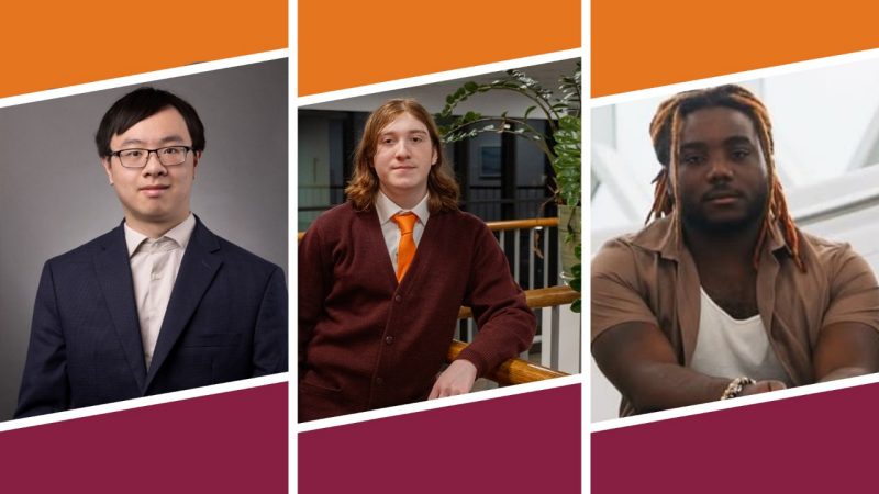 Three students, winners of the 2025 Yee Prize for musical composition.