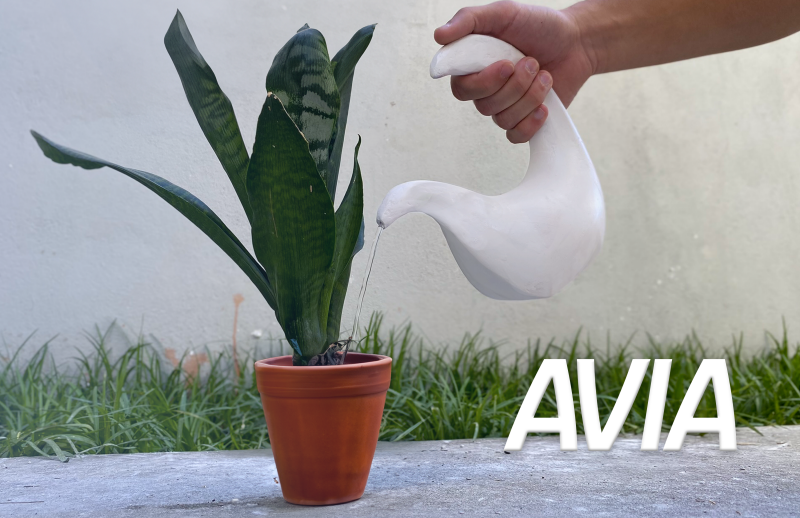 A flowform watering can focused on hand ergonomics and precise control.