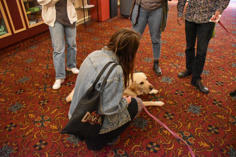 The event concluded with the Virginia Tech Therapy Dogs as students, faculty, and staff left the theater.
