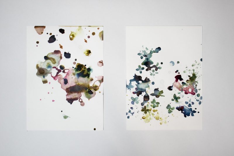 “Spirit of the Earth” diptych painted with natural paints and instruments by Hiromi Okumura and Avery Gendell.